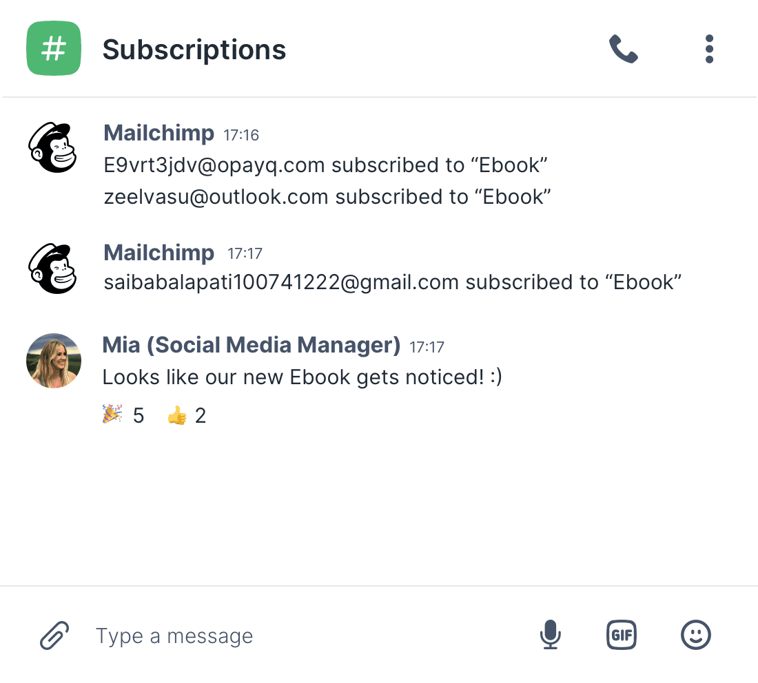 Mailchimp-Abonnements-Benachrichtigungen