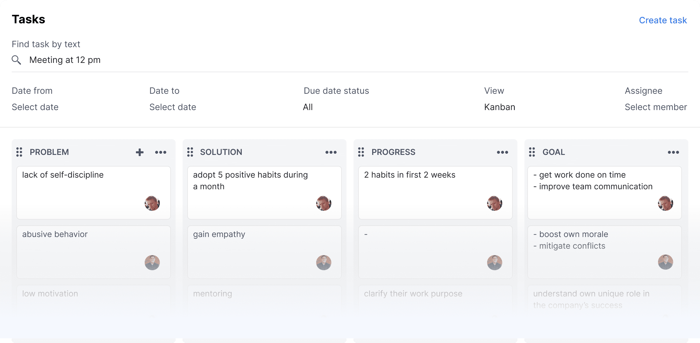 Coaching kanban