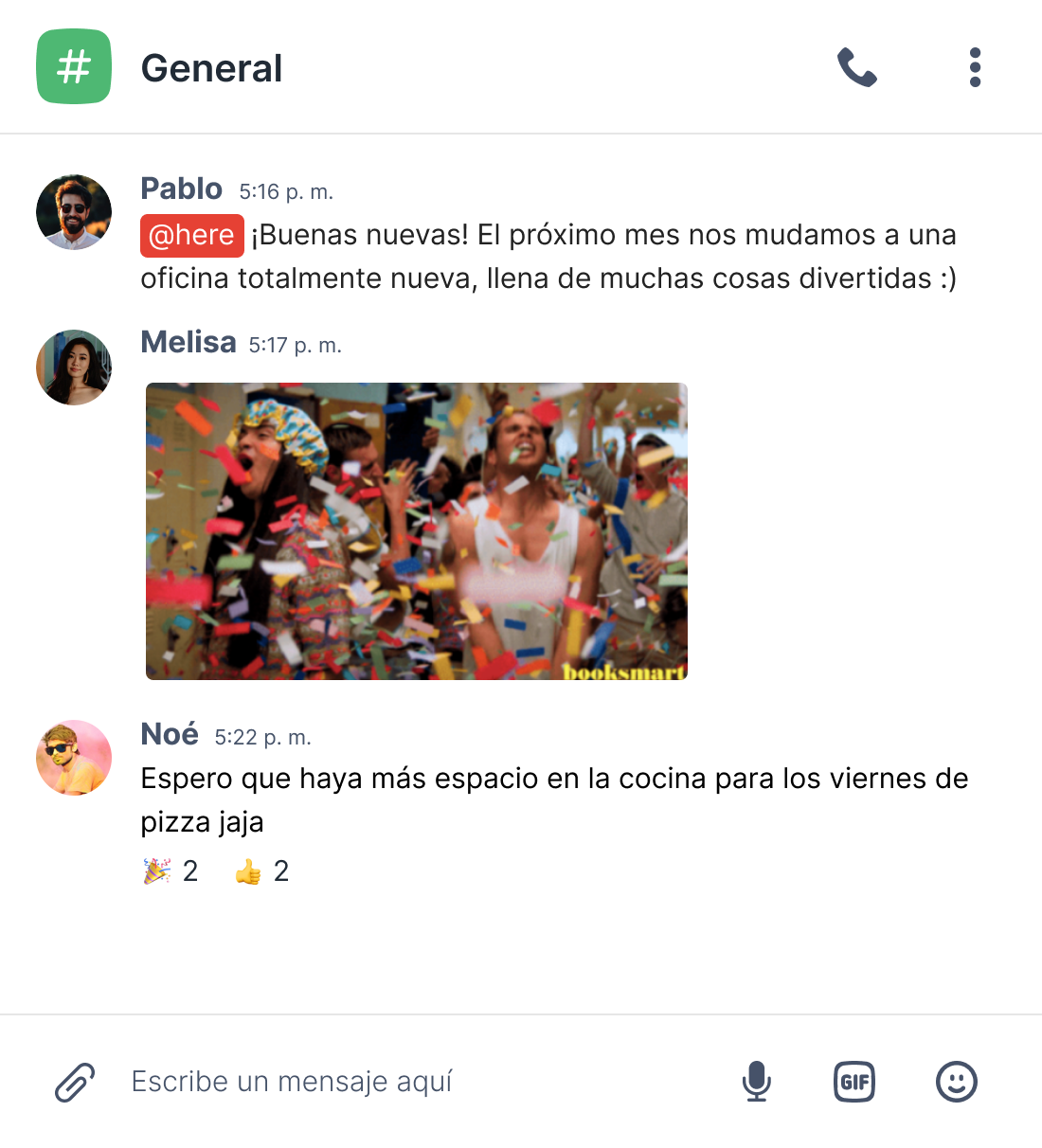 Anuncio de actualizaciones por el chat