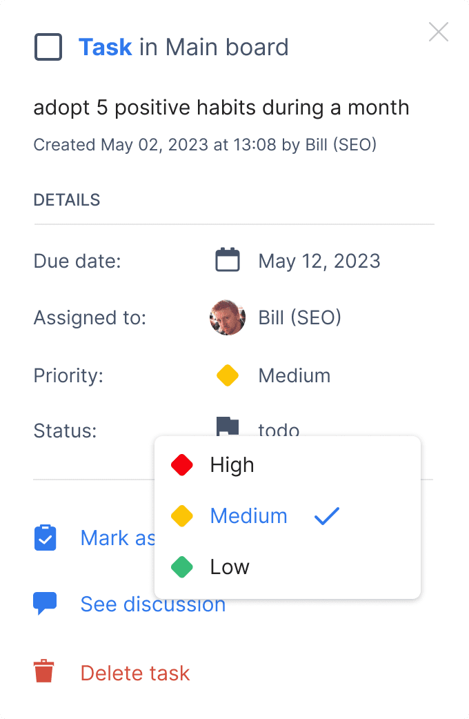 Картка із завданнями Kanban