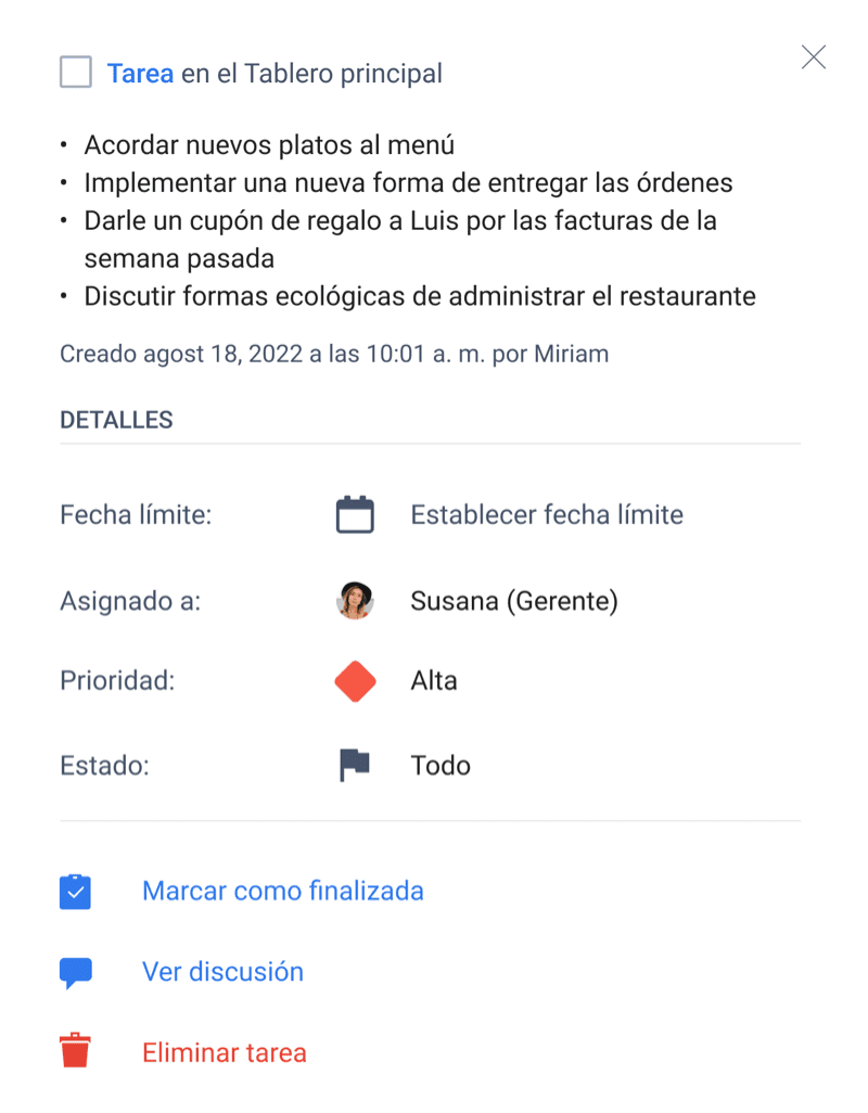 Hoja de tareas Kanban