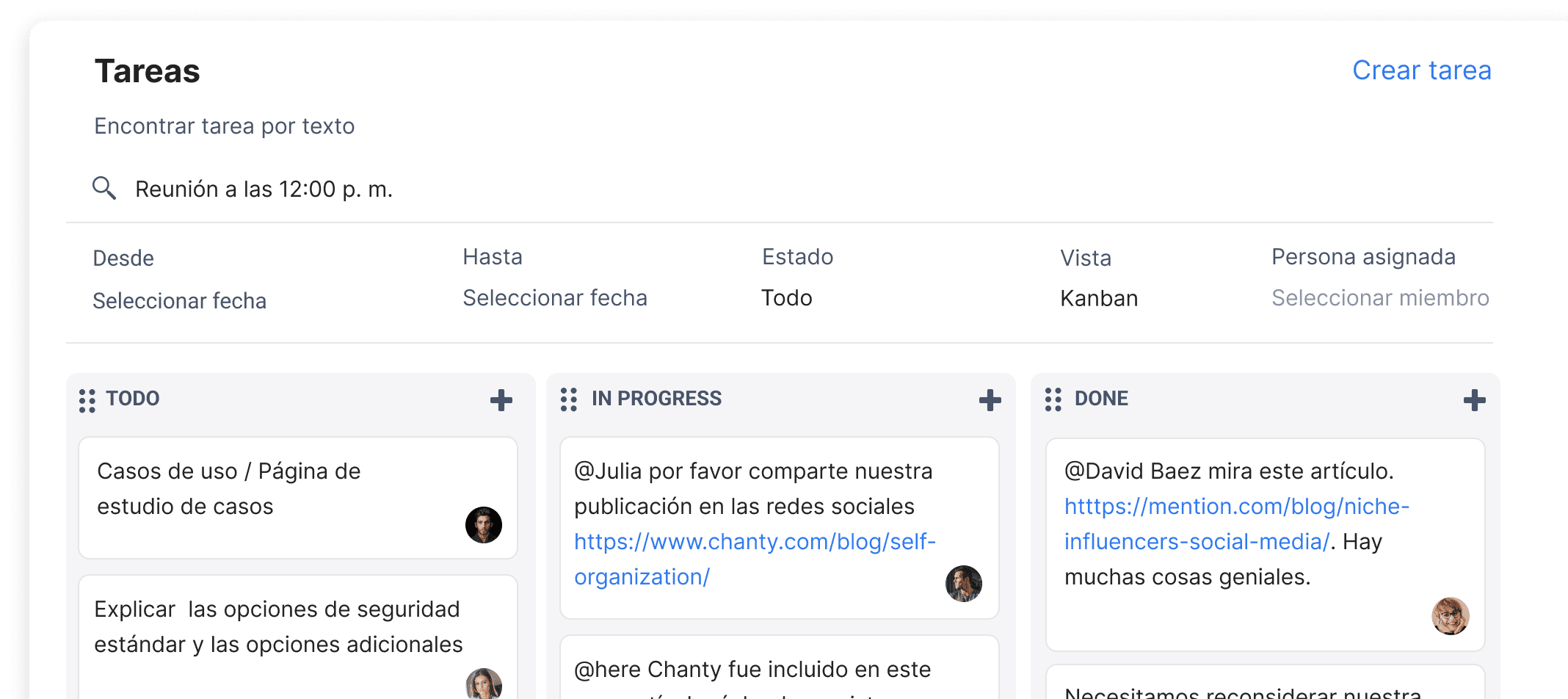 Gestiona el tablero Kanban
