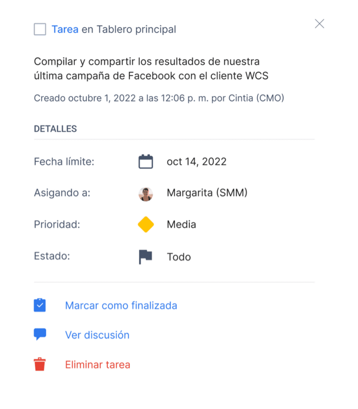 Detalles de la tarea