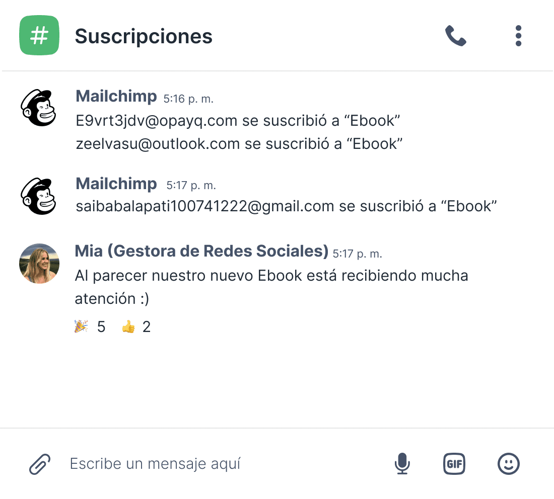 Notificaciones de suscripción a MailChimp