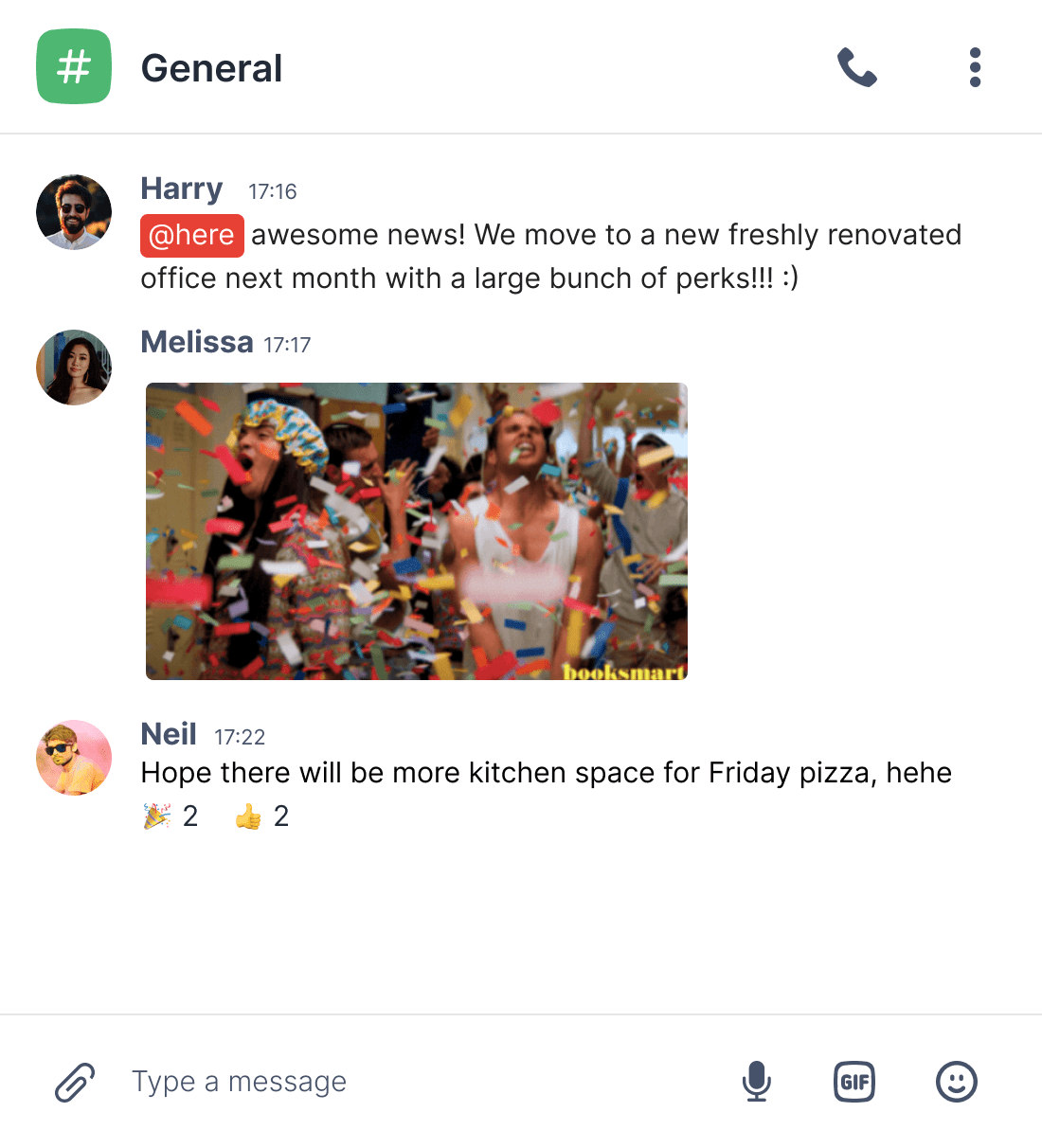 Annonce des mises à jour du chat