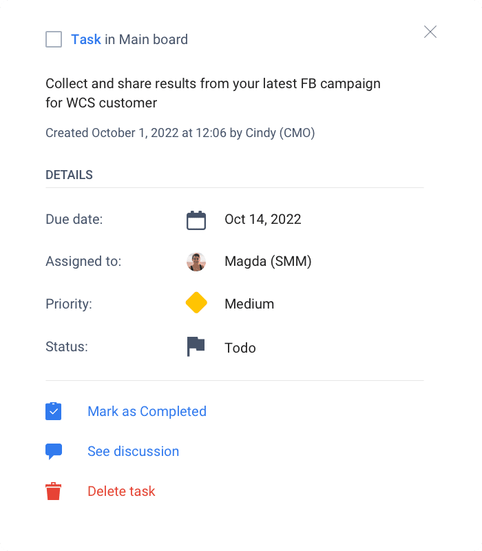 टास्क की जानकारी