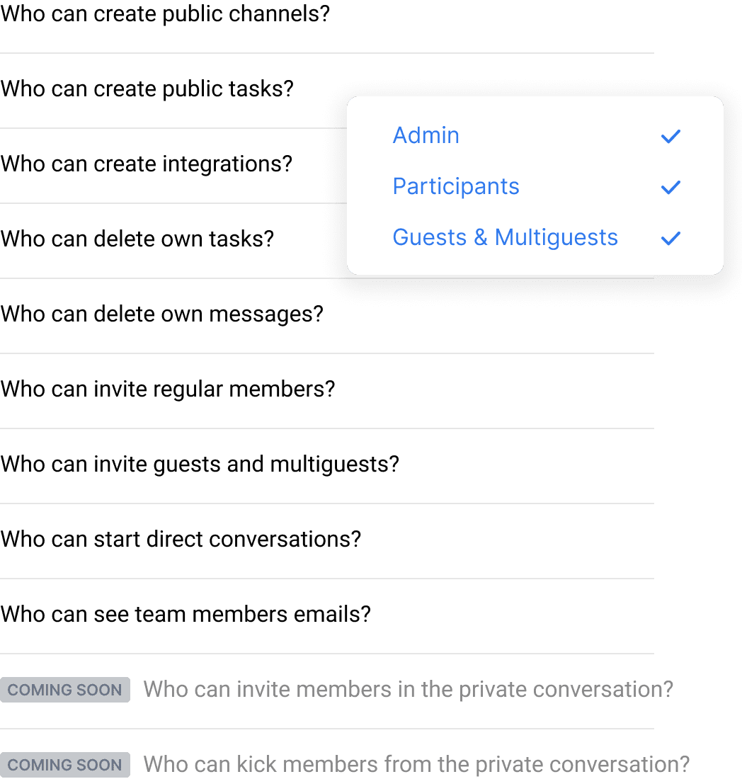 Paramètres des permissions