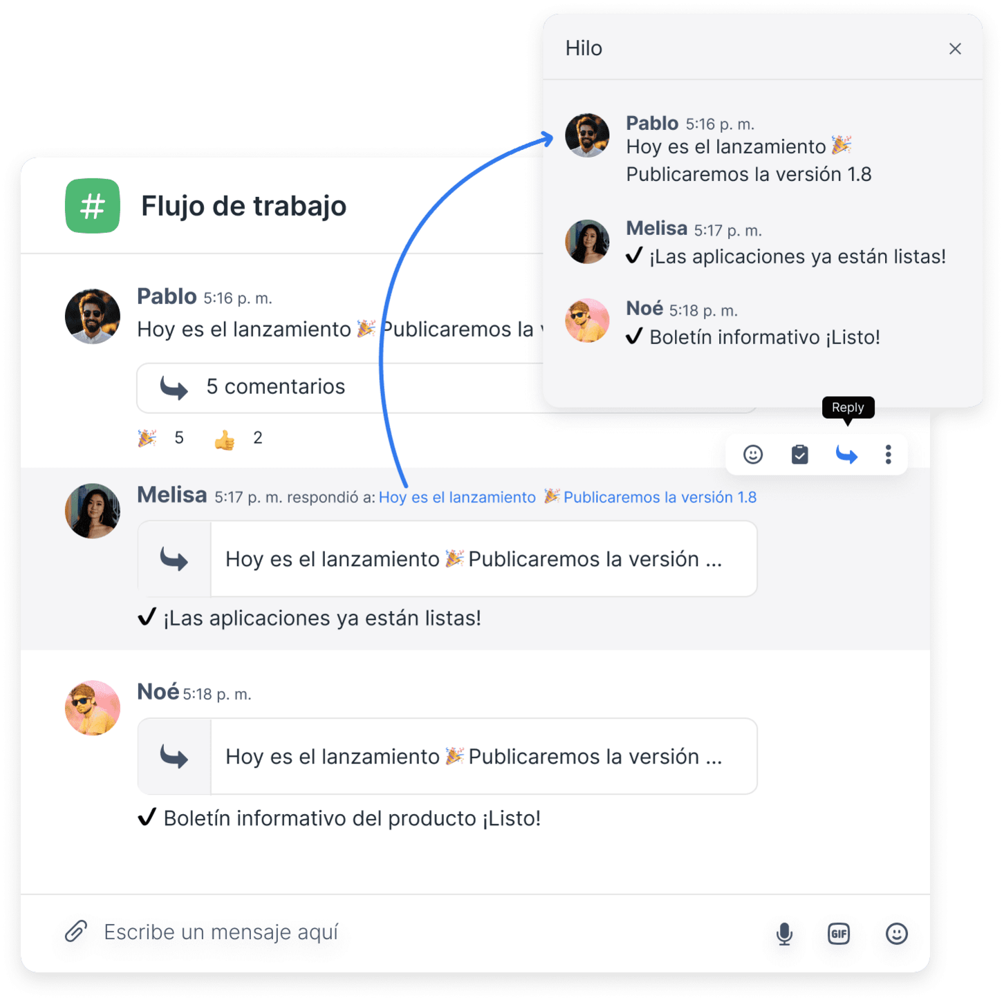 Usar hilo de conversación