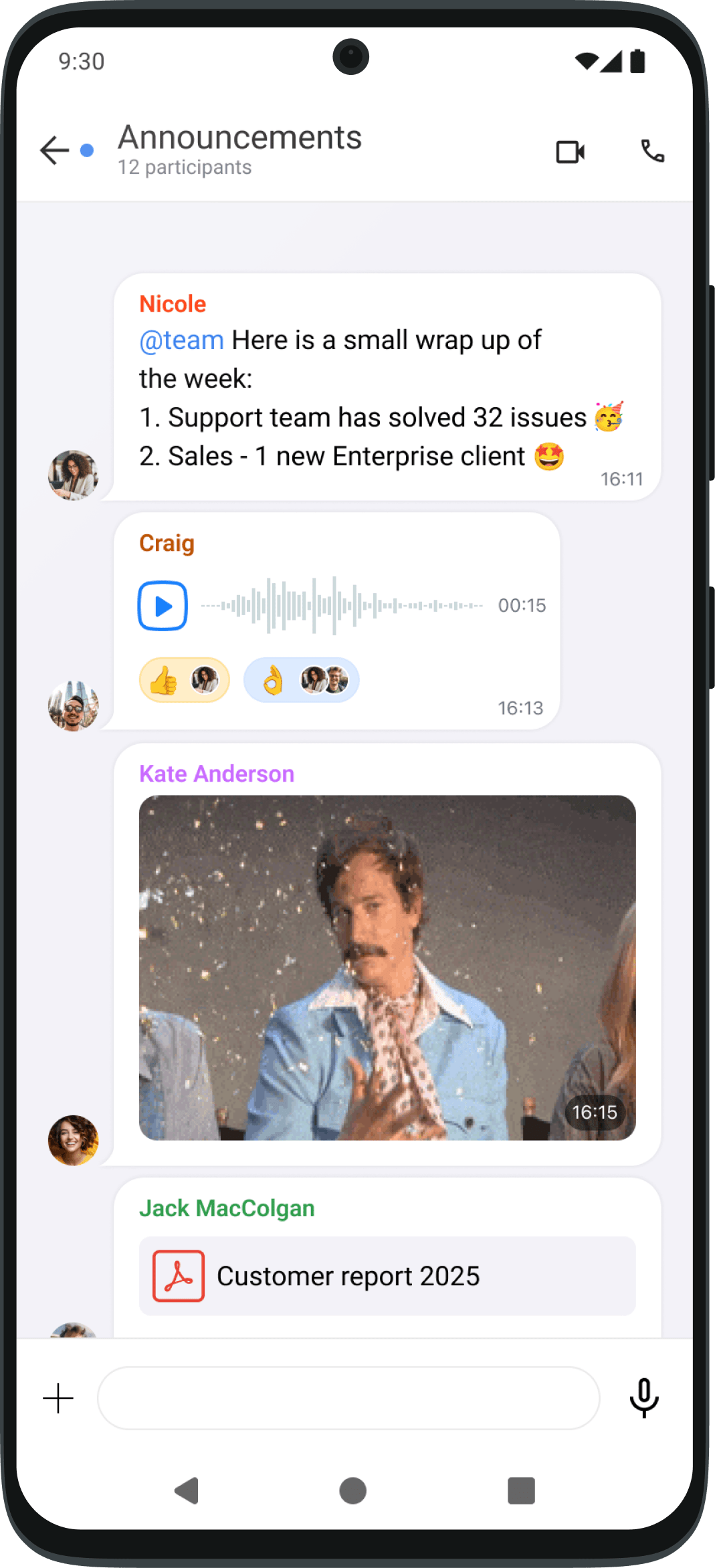 Application de communication de l'équipe Chanty pour Android