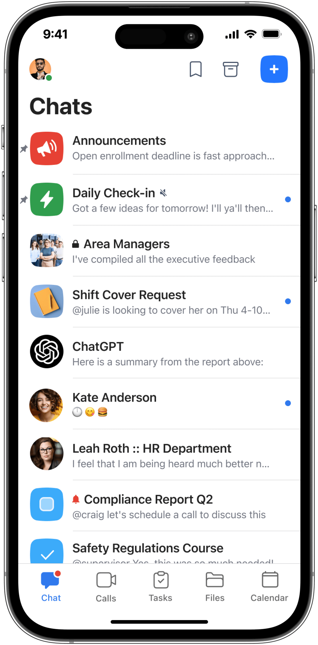 Application de communication d'équipe de Chanty pour iOS