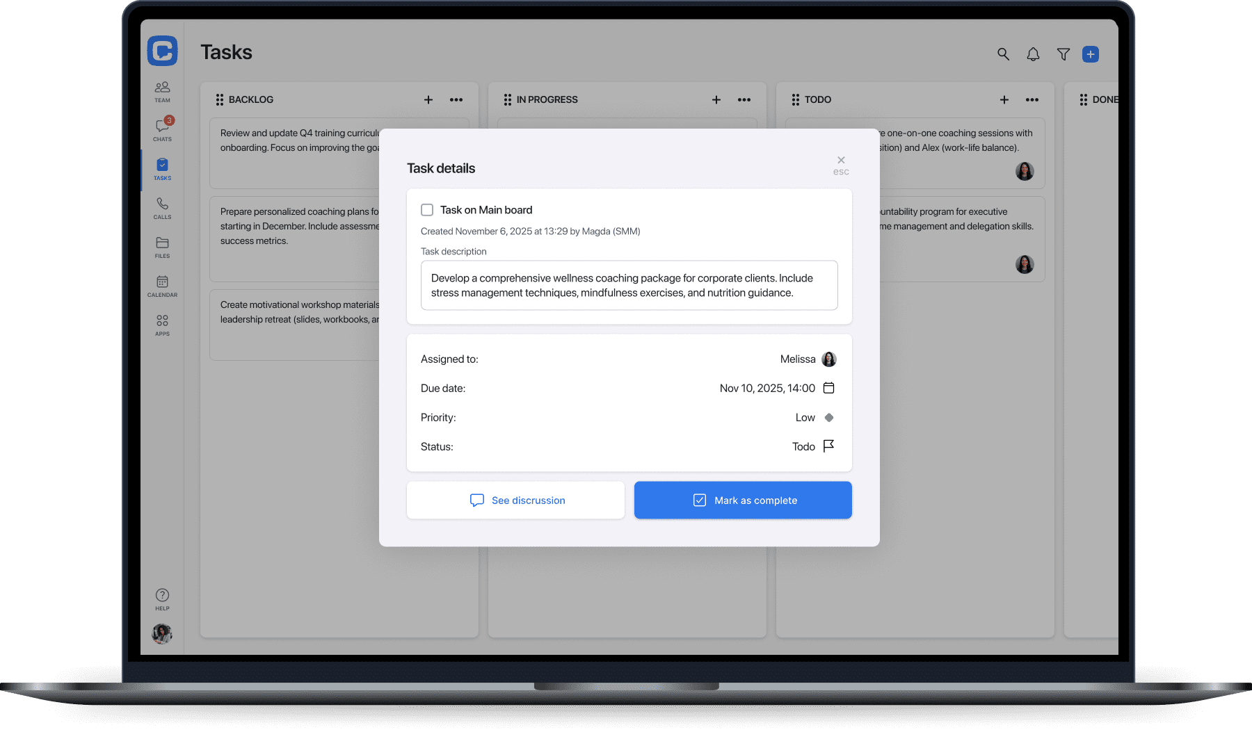 टास्क स्क्रीन