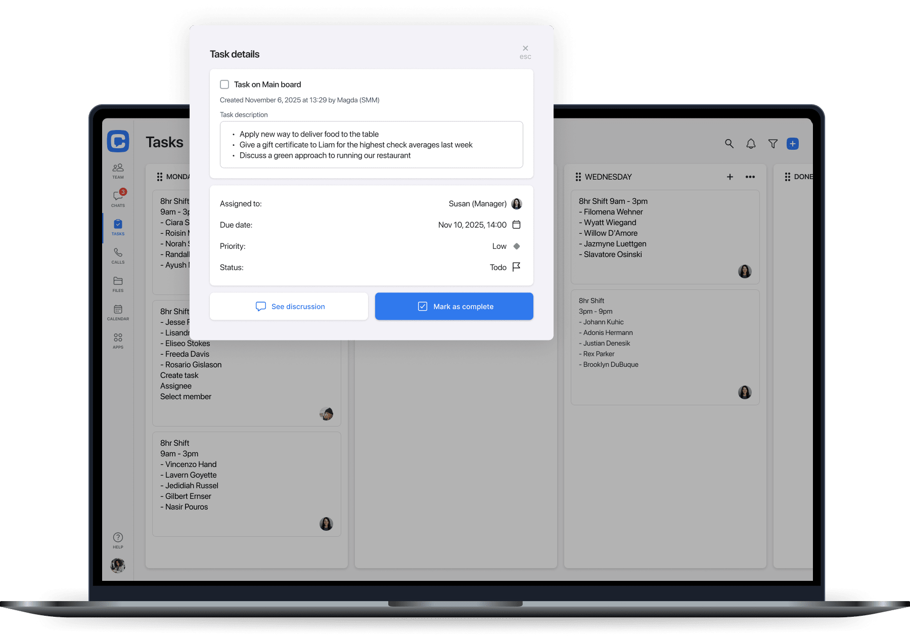 Task screen
