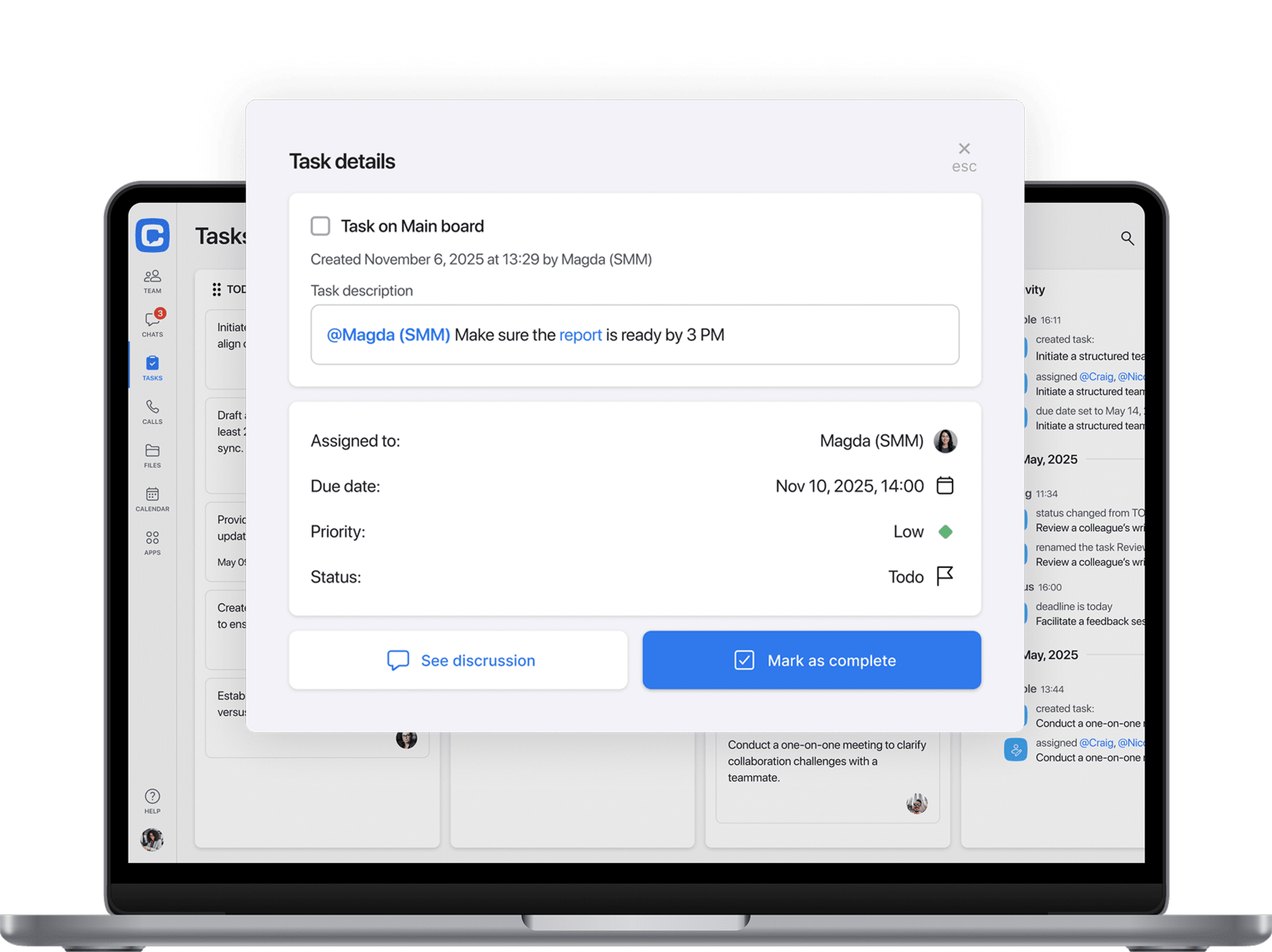 Task screen