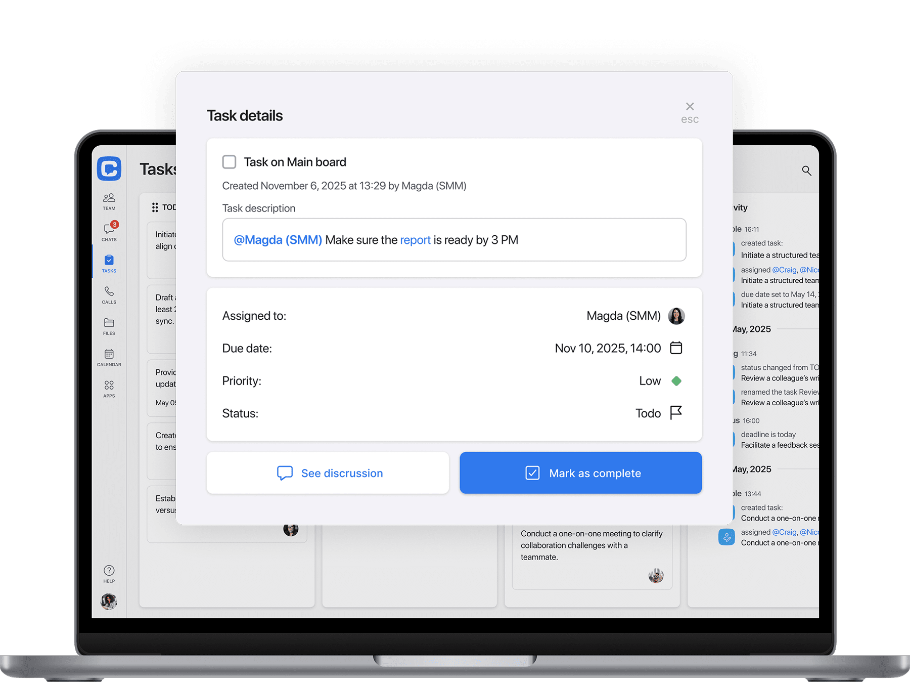 Task screen