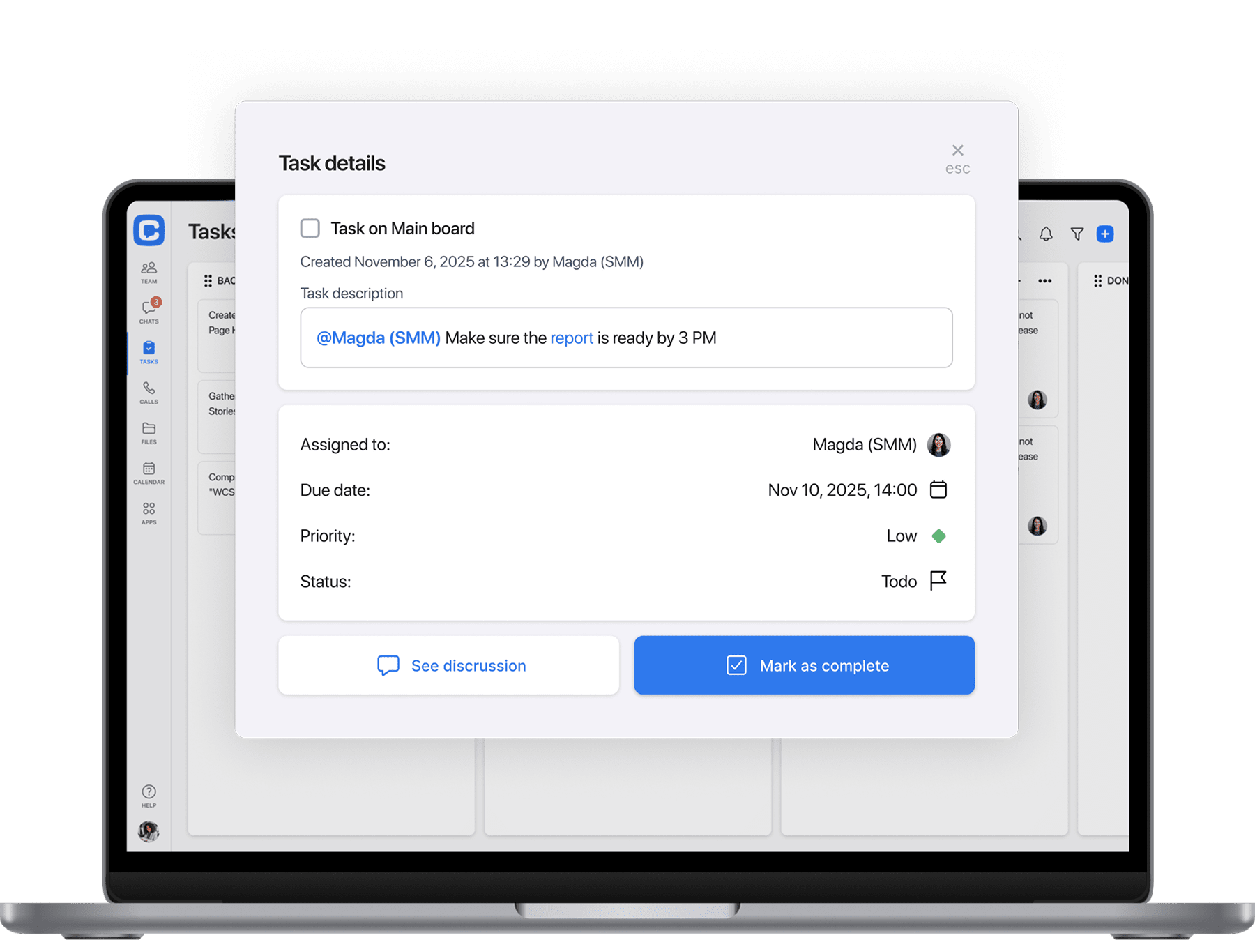 Task screen