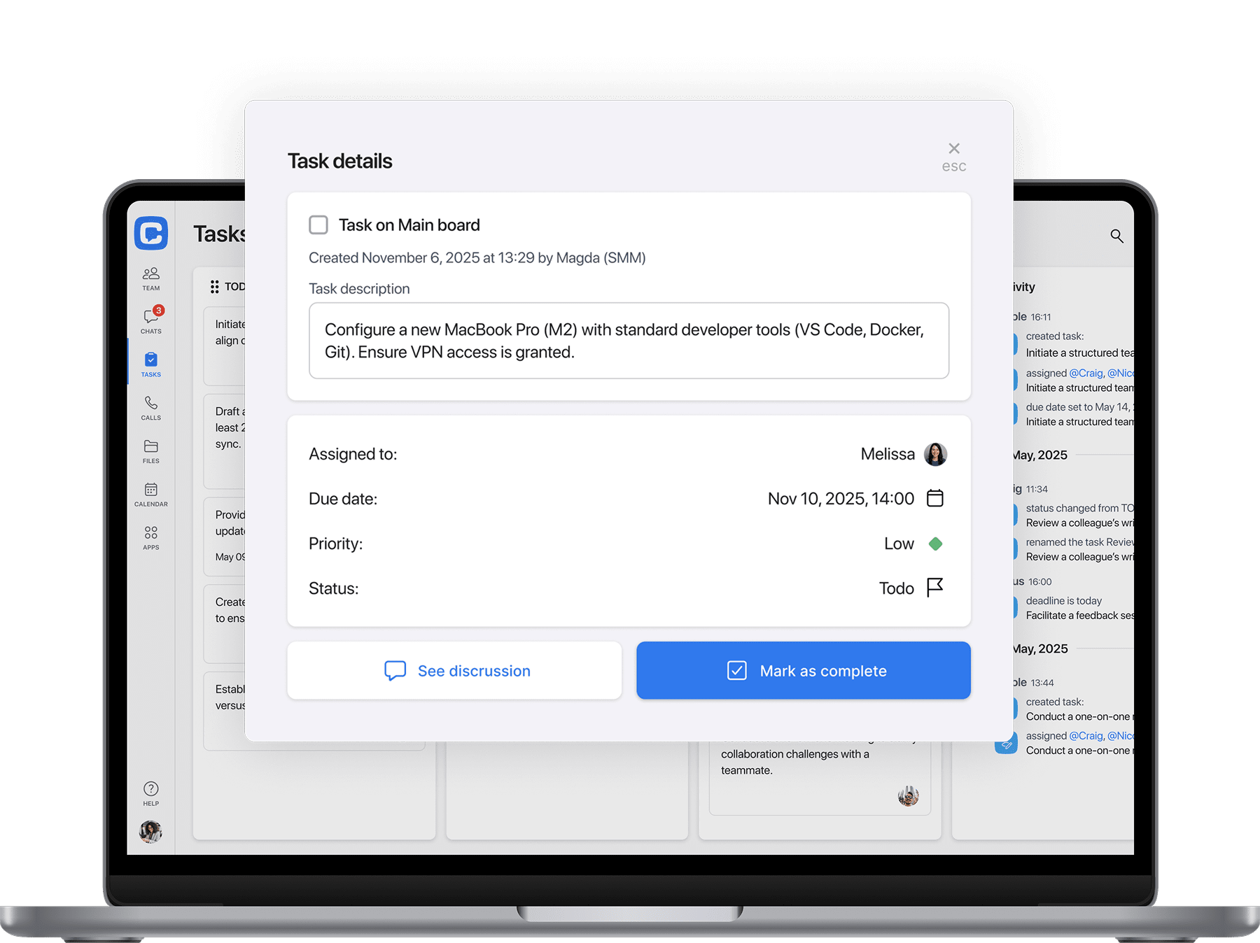Task screen